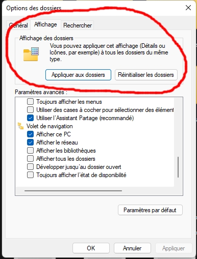 Appliquer réglages affichage dossier à tous les dossiers