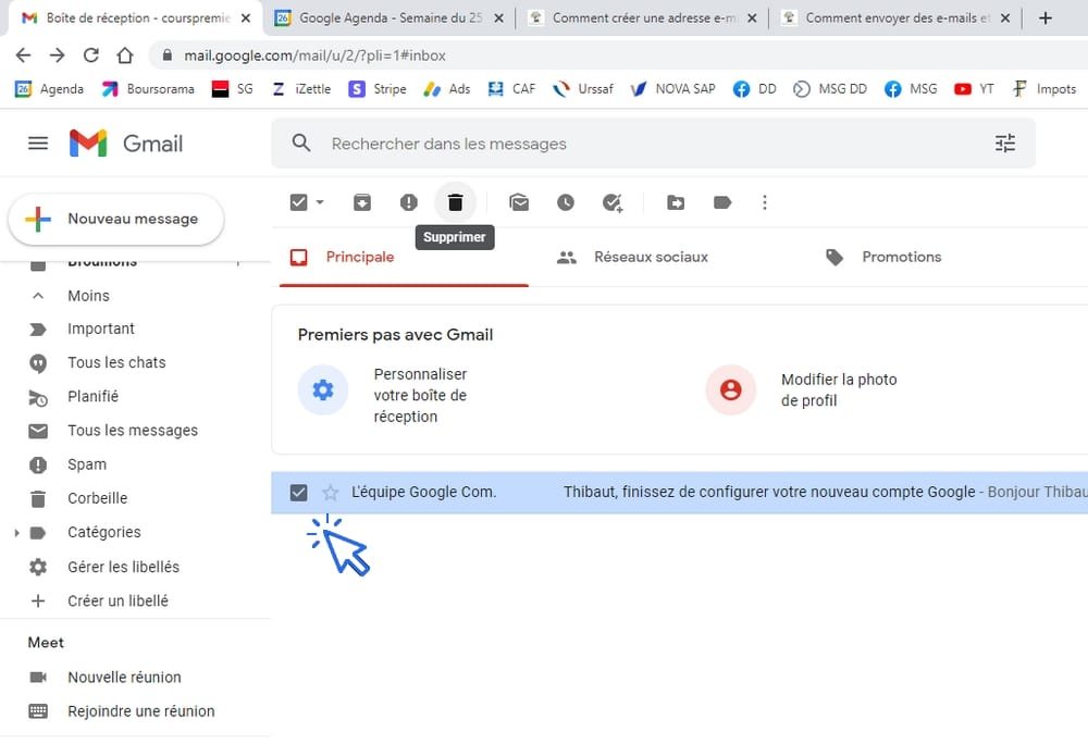 Internet - Supprimer un email dans Google Chrome