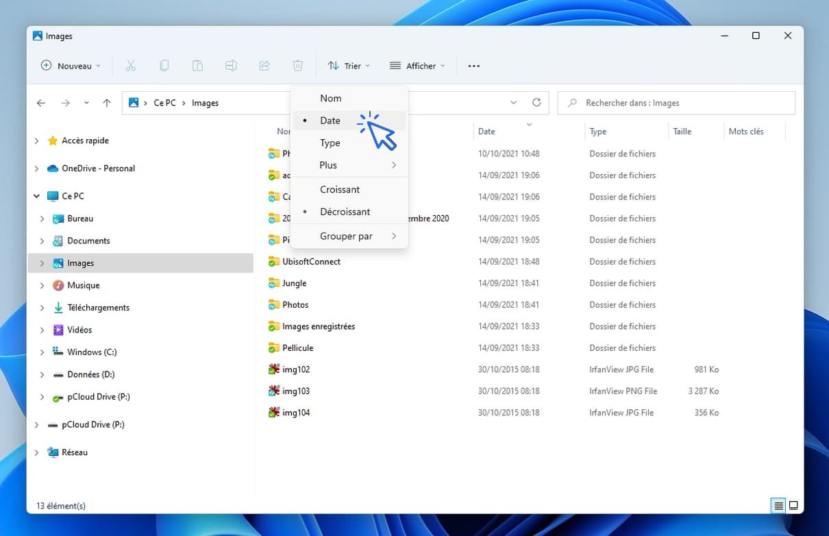 Windows - La fonction de tri des fichiers
