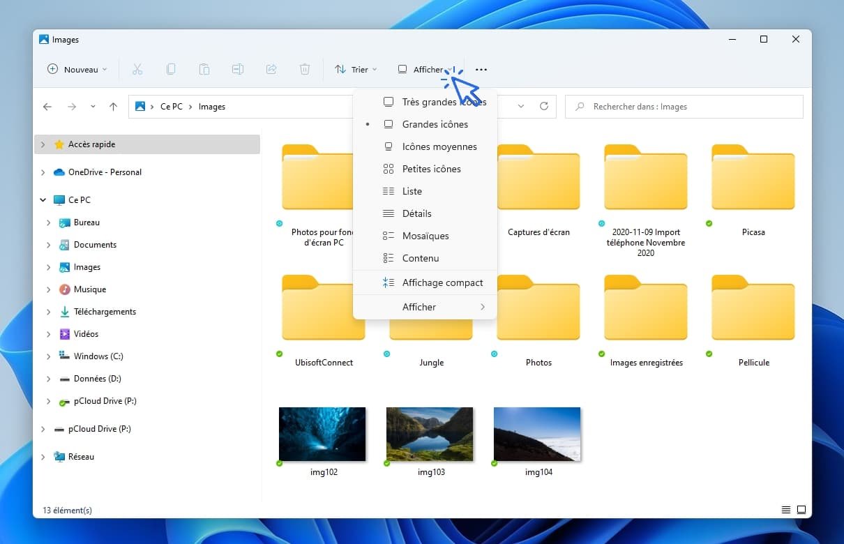 Windows - Modifier l'affichage des fichiers