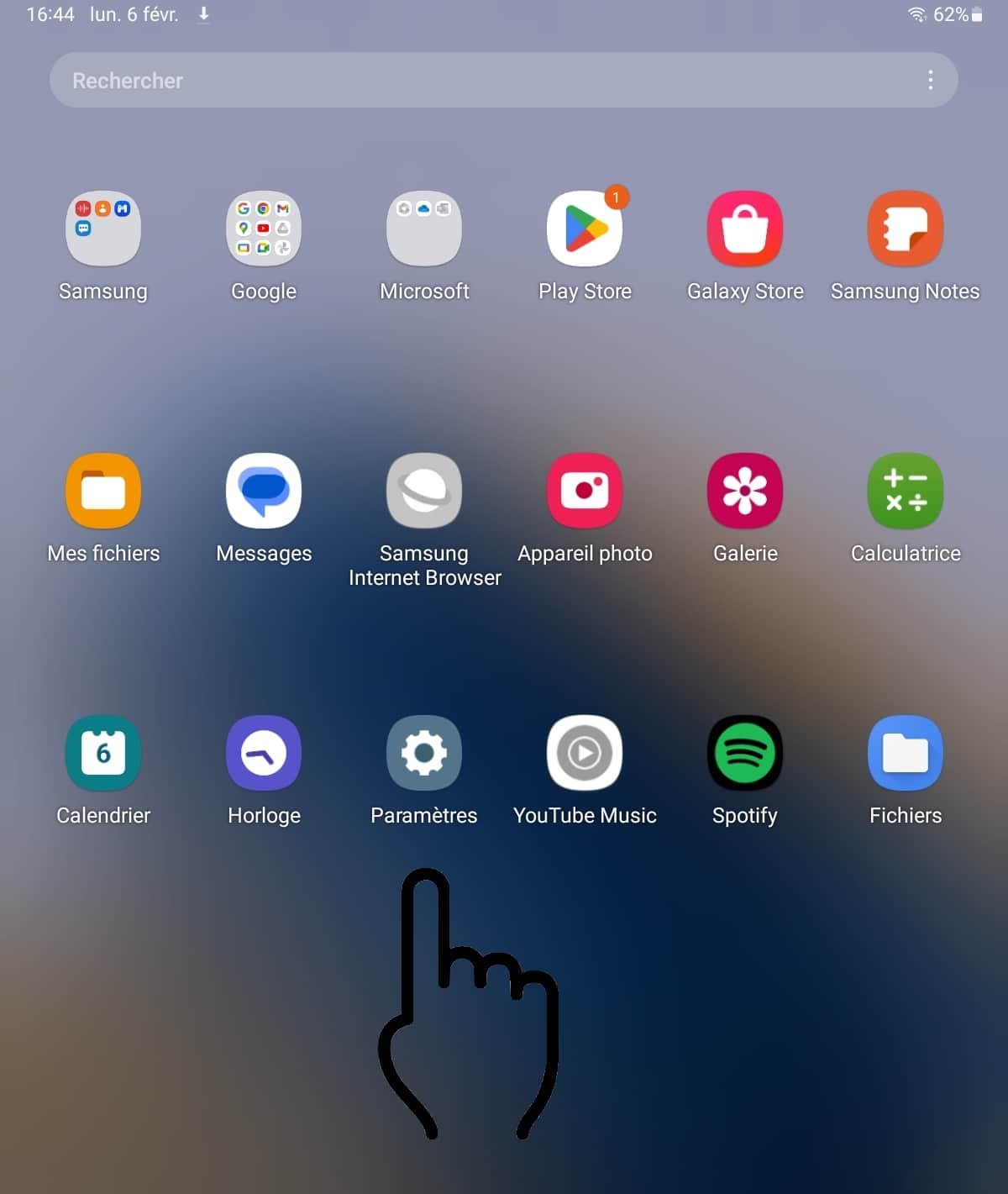 Ouvrir les paramètres de sa tablette