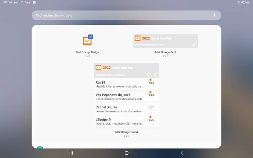 ajouter un widget exemple mails 829 Supprimer une icône sur téléphone ou tablette Android
