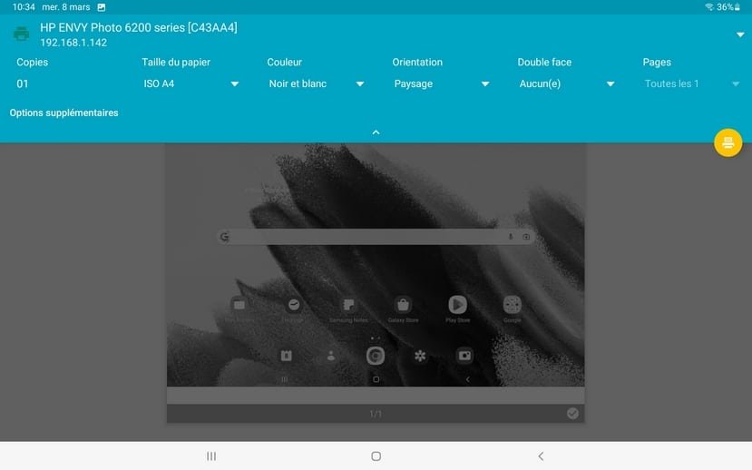 options d'impression sur Android tablette smartphone 829px Options d'impression sur tablette et smartphone