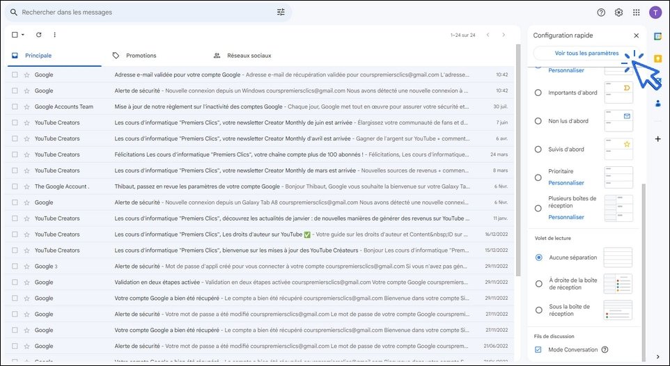 Gmail comment gérer les onglets de catégorie