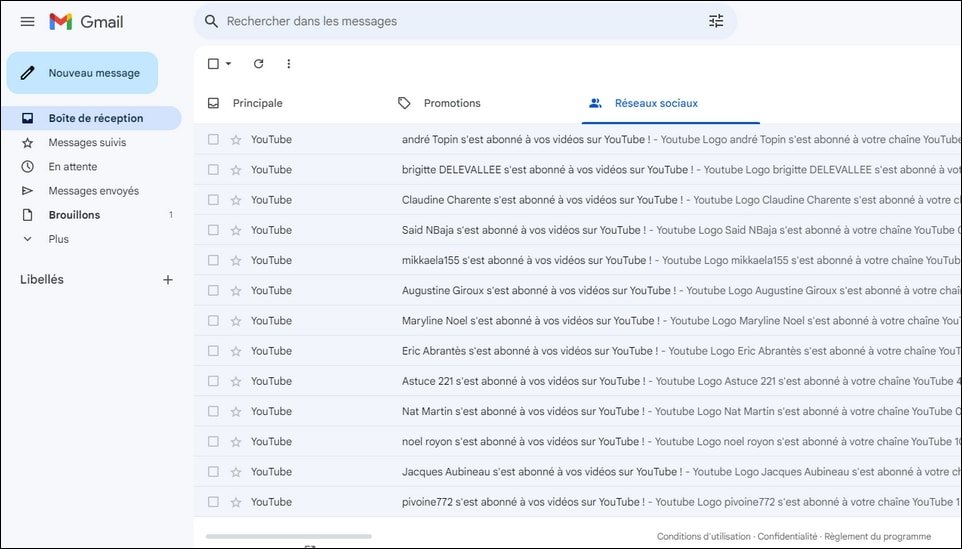 Supprimer les catégories dans Gmail