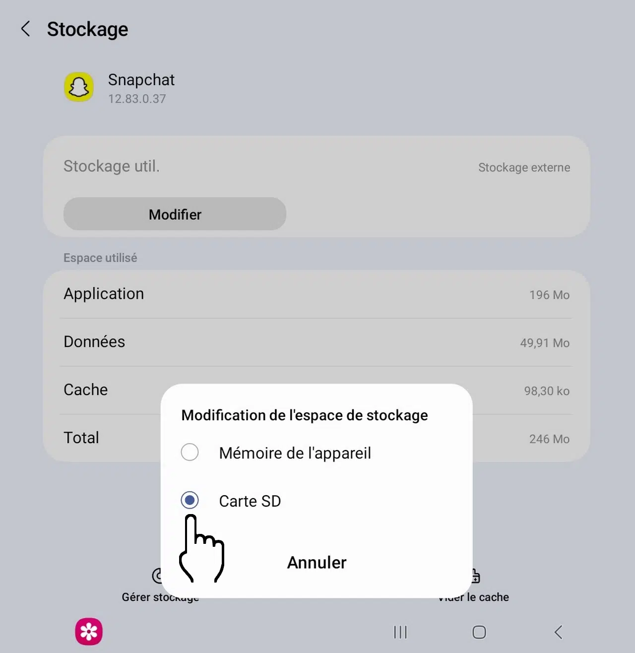 déplacer appli sur carte SD Déplacer appli sur carte SD