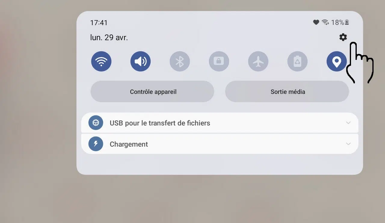 Ouvrir les réglages rapides sur une tablette