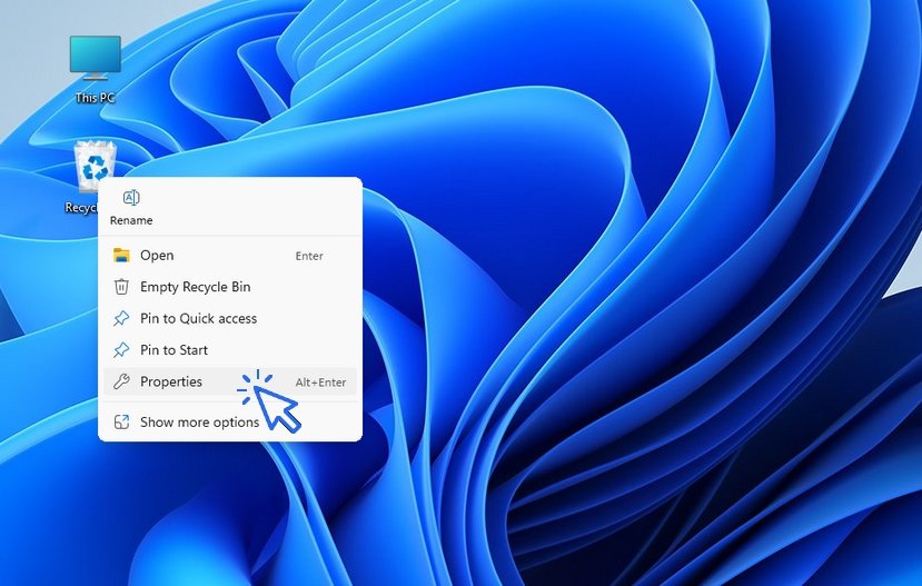 open recycle bin properties in Windows - Computer courses for seniors Learn how to empty the Recycle Bin and recover deleted files on Windows 11, 10, 8.1, or 7. Step-by-step guide for beginners to free disk space and restore lost files.