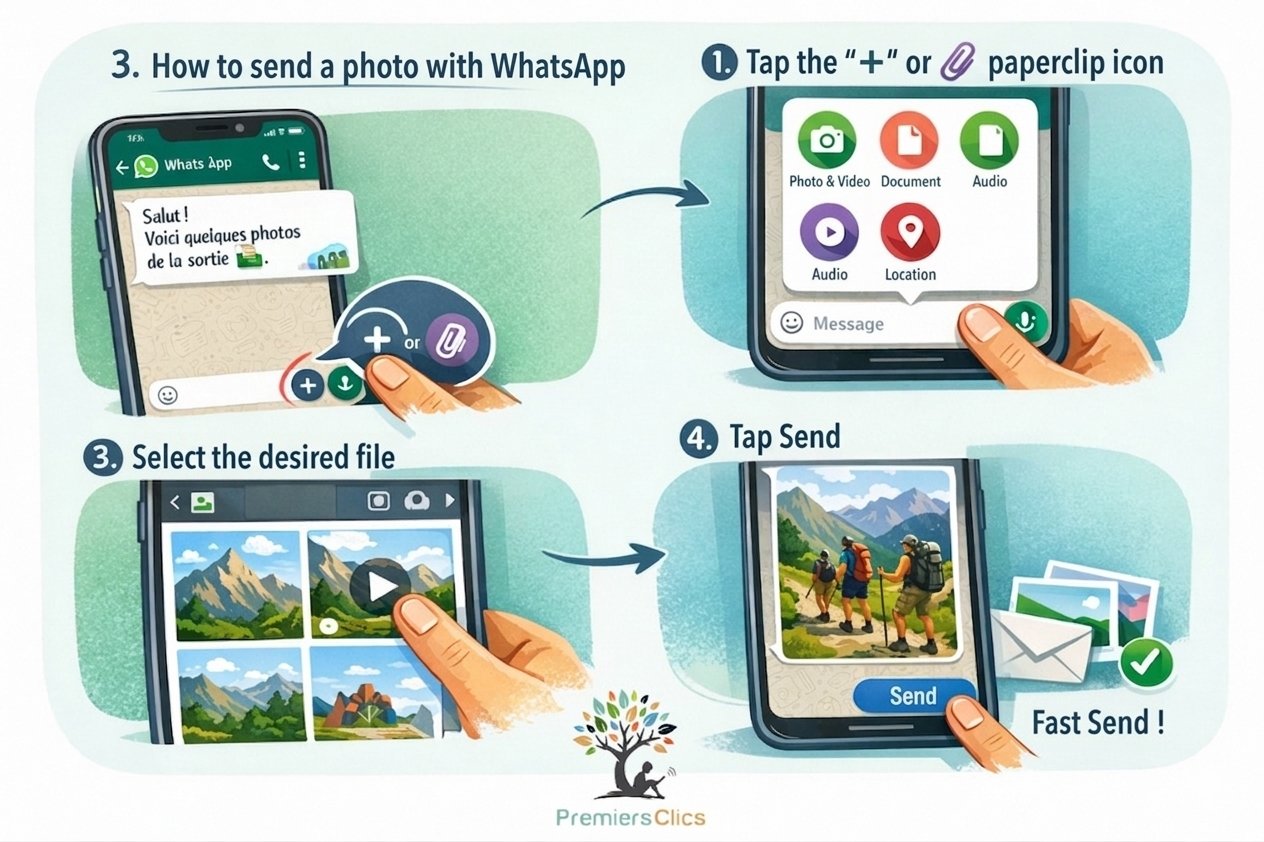 How to send a photo or a video - WhatsApp Tutorials Send photos, videos or files on WhatsApp - WhatsApp complete guide for beginners