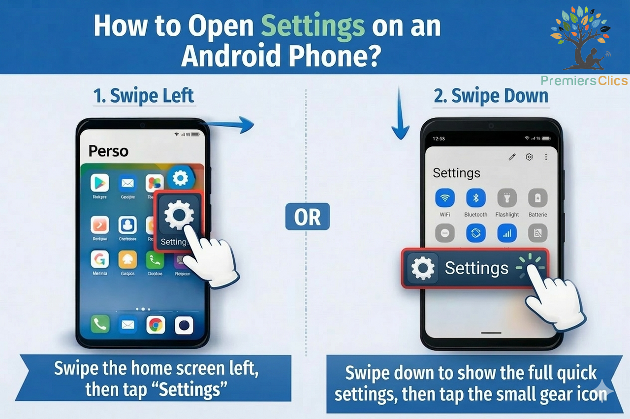 Open android phone settings - How open settings on a smartphone - Premiers Clics Open Settings on an Android Phone - Smartphones tips and tricks