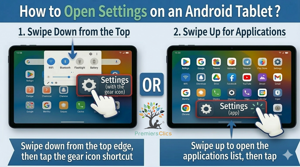 Open setting on android tablet - Open settings on a tablet - Samsung - Lenovo - Huawei Open settings on a tablet