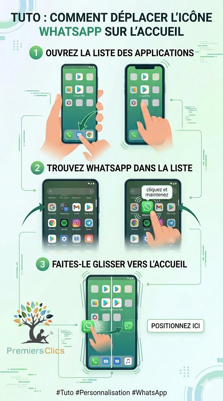 Ajouter un raccourci vers whatsapp sur mon telephone