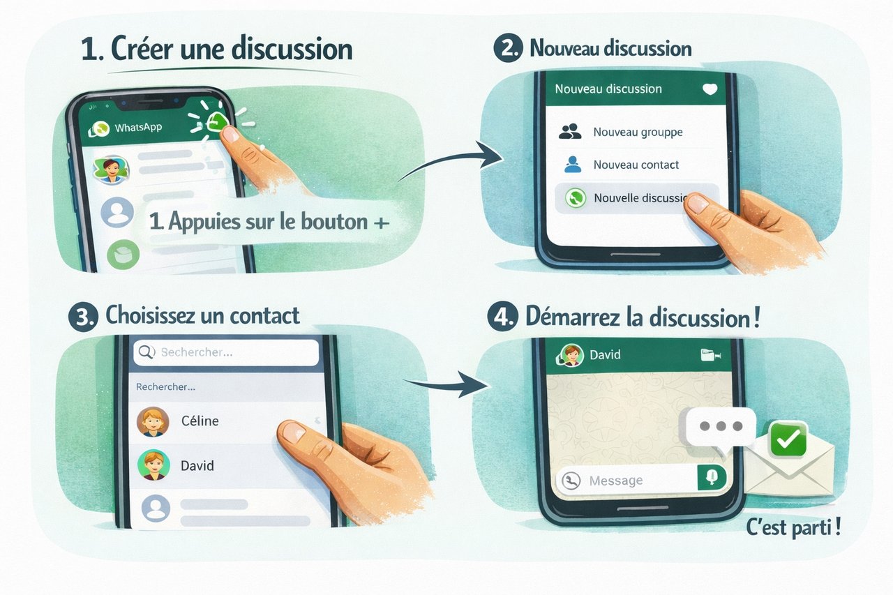 comment créer une discussion dans whatsapp - tutos whatsapp Créer une discussion dans WhatsApp - Tutos pour WhatsApp