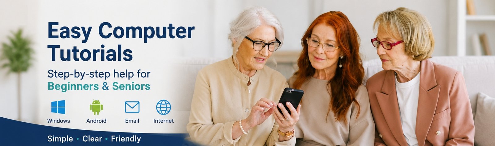 Easy tech tutorials for beginners and seniors - Phone basics Smartphone and Computer Basics - Free courses to learn how use a phone or a computer.