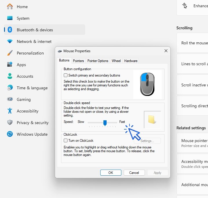 Change double-click speed in Windows