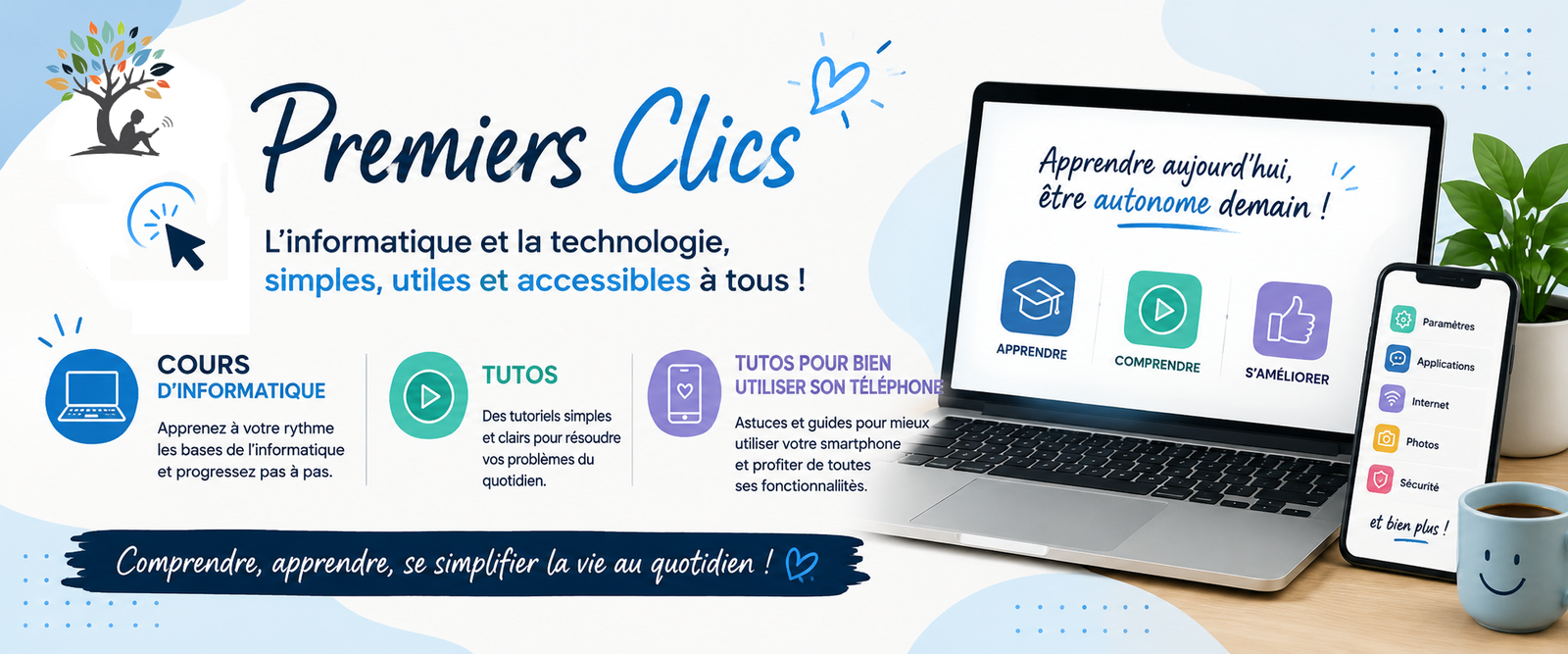Premiers Clics - Tutos Smartphones et Cours dinformatique pour debutants et seniors Premiers Clics, spécialiste des cours d'informatique pour débutants et des tutoriels pour bien utiliser son Smartphone et sa Tablette.