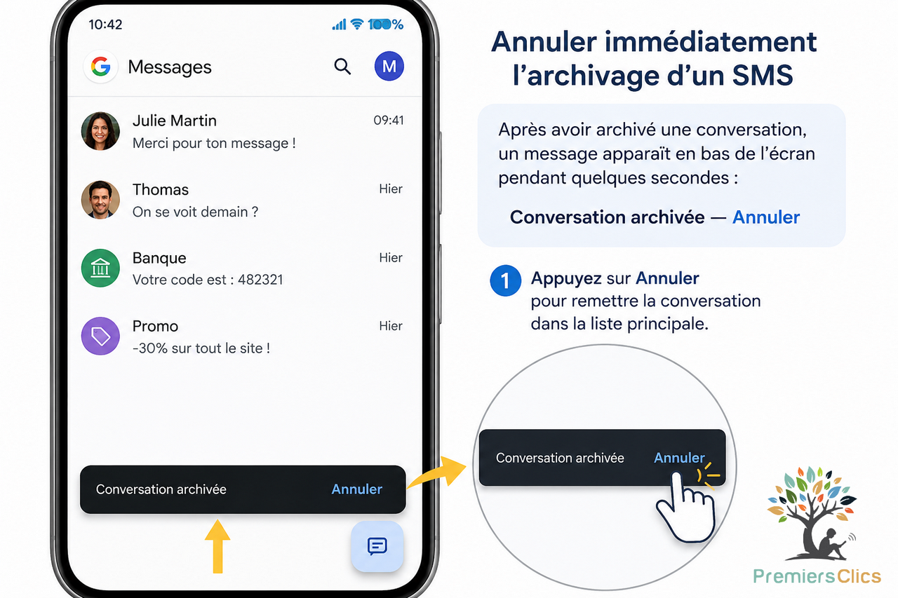 Comment désarchiver un message ? Comment retrouver un SMS perdu ? Un SMS a disparu ? Apprenez à désarchiver un SMS si vous avez fait une mauvaise manipulation. Découvrez d'autres tutos de dépannage pour smartphones sur notre site.