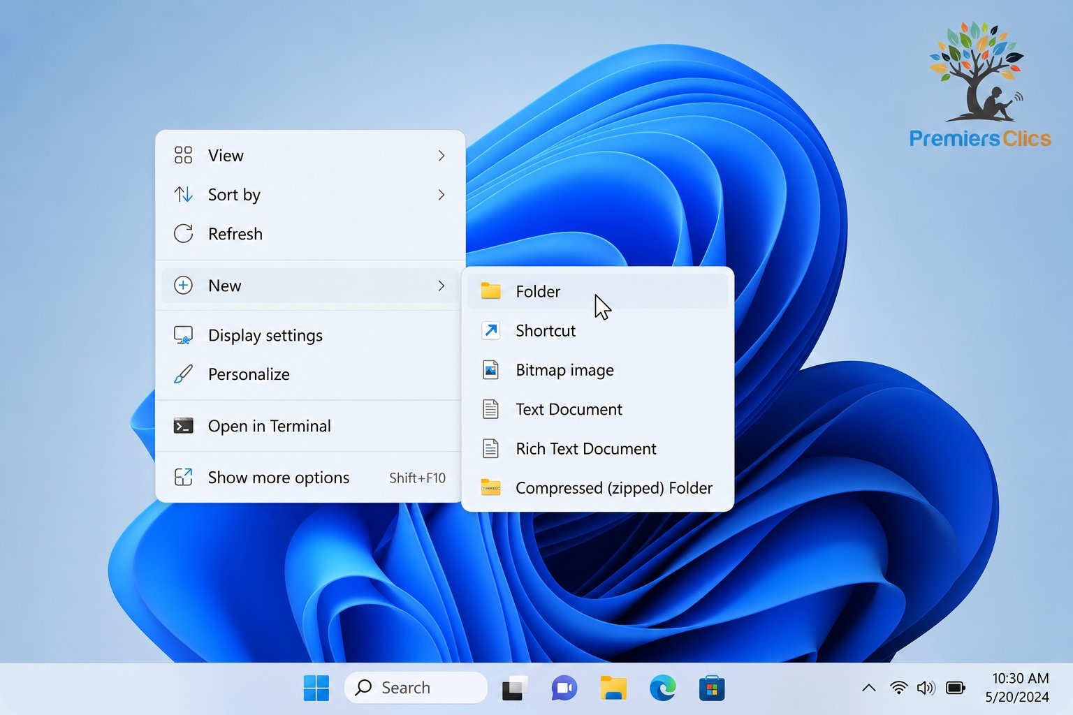 how to create a folder on the windows desktop - windows lesson - the desktop of Windows - Free computer courses for beginners Create a new folder on the desktop - the Desktop - Windows courses