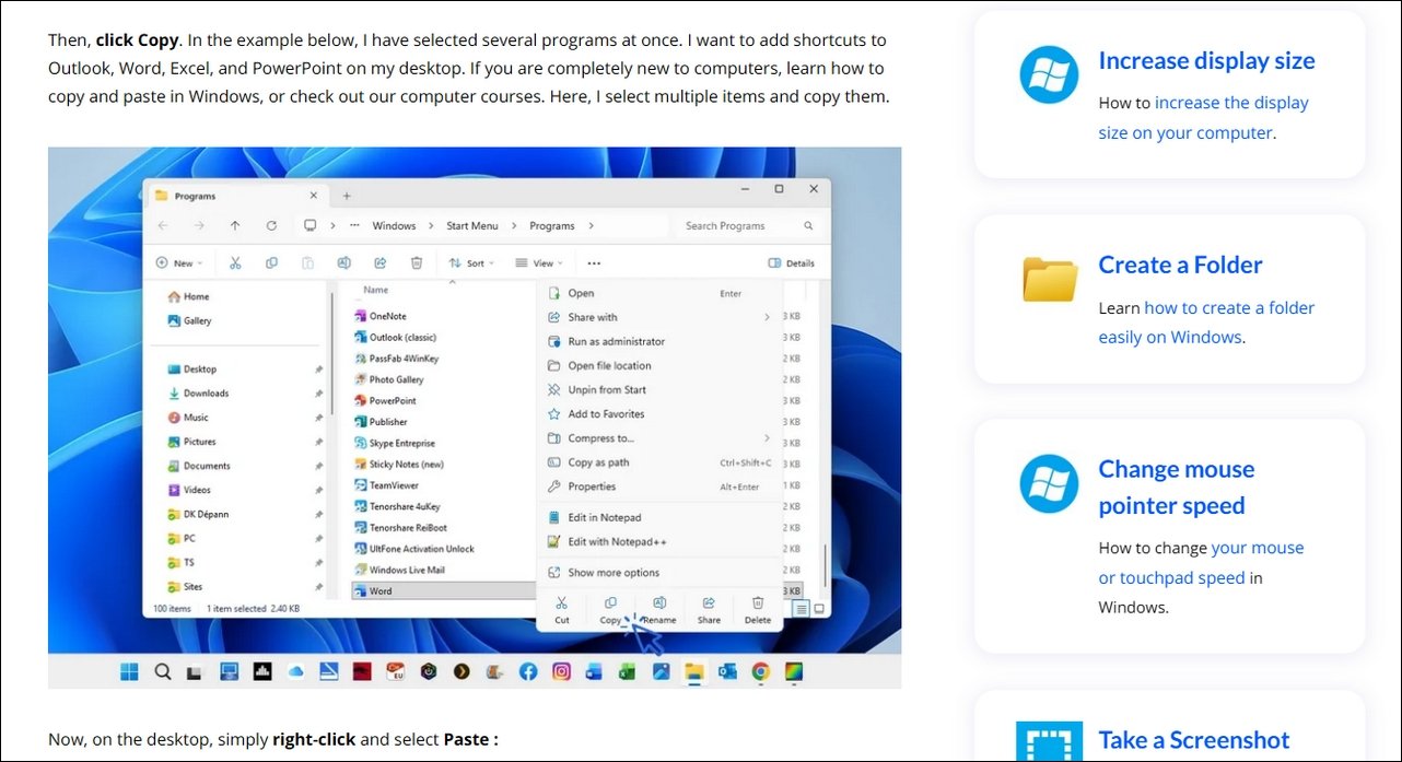 Premiers Clics Computer Courses Overview - Free Resource for Computer and Windows Courses