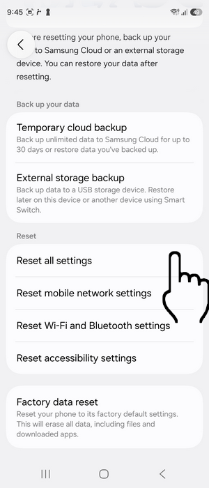Reset all settings - Premiers Clics Tutorials Backup photos and videos before reset your phone - Phone tutorials for beginners